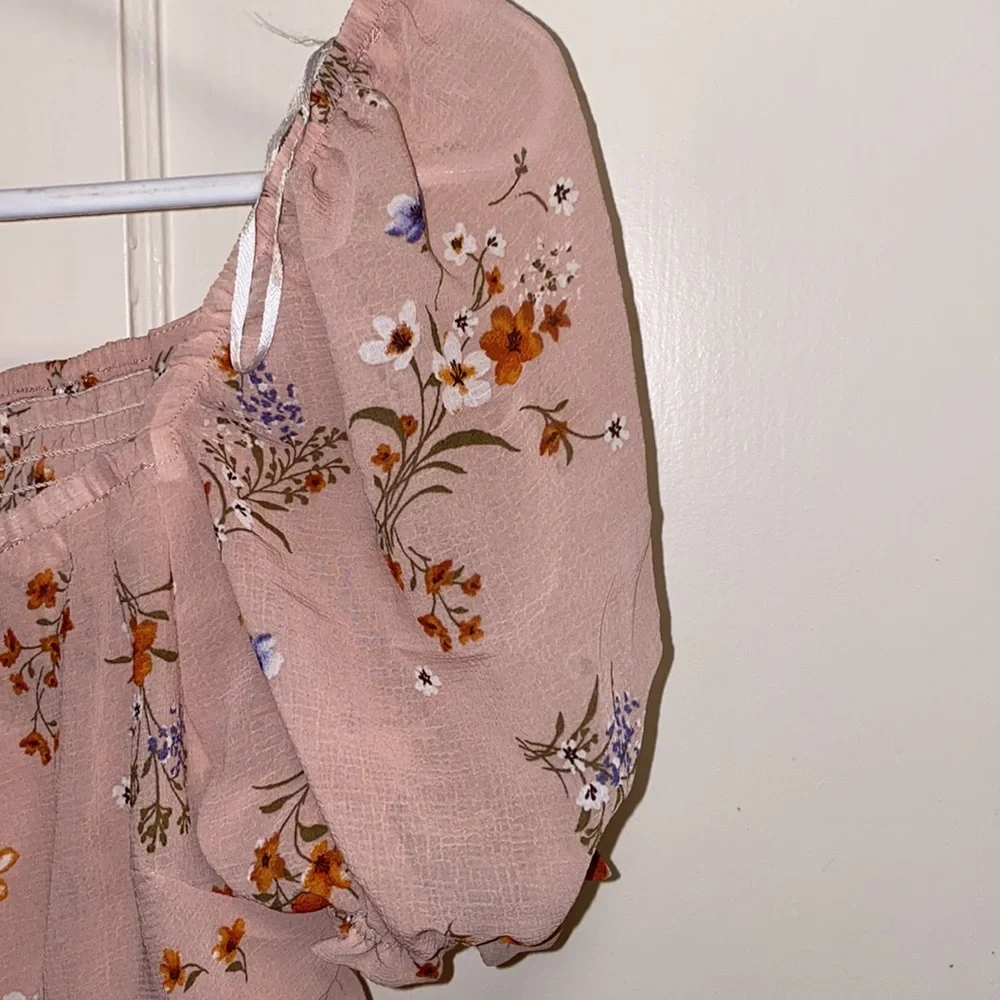 Kontrol Large Peach Floral Print Off Shoulder Blouse - Picture 9 of 11